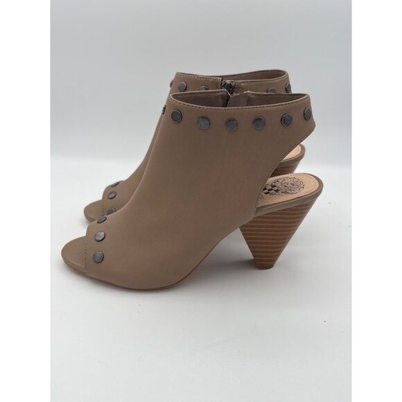 Women’s Vince Camuto Size 7.5 Taupe Wedge Heels with Heel & Toe Exposure w/ Silv - Picture 2 of 6